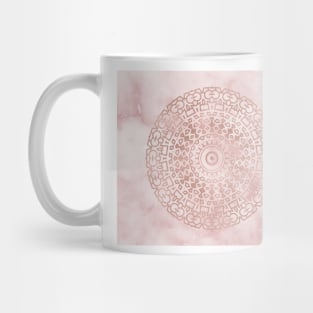 Misty pink marble rose gold mandala Mug